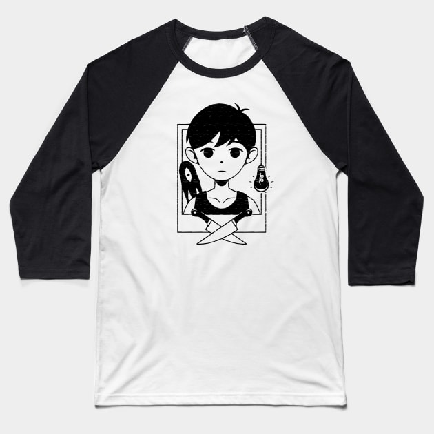 Black & White Boy Baseball T-Shirt by Alundrart